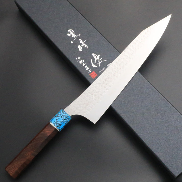 黒崎優　「閃光」牛刀包丁 240mm 紫檀柄桂 R2 / SG2 黒崎優 「閃光」牛刀包丁 240mm 紫檀柄ターコイズ桂 – HAGAKURE
