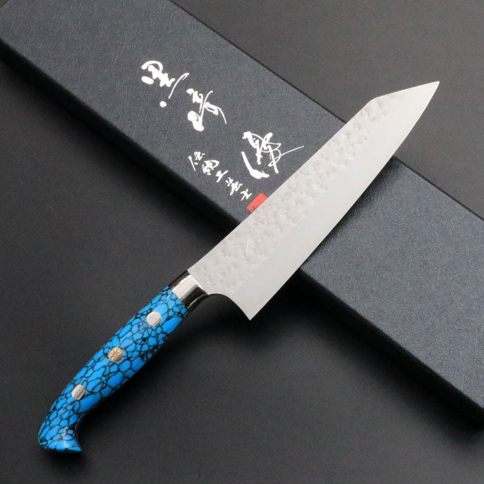 黒崎優 「閃光・鋭」小文化 包丁 150mm ターコイズハンドル