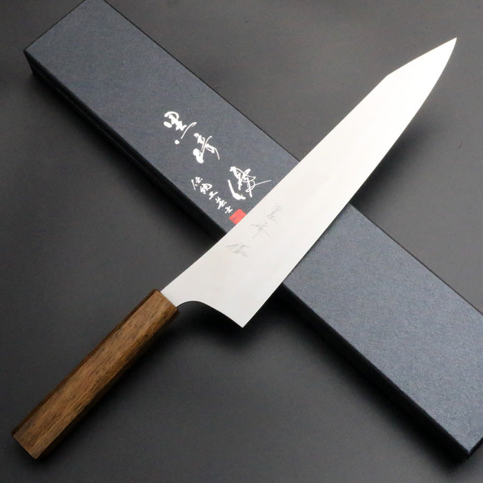 黒崎優 「新 月光」牛刀 包丁 270mm 拭き漆樫柄 – HAGAKURE