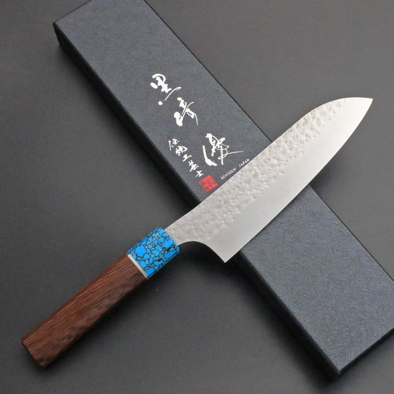 黒崎優 「閃光・流」三徳 包丁 170mm ウエンジ柄ターコイズ桂 – HAGAKURE