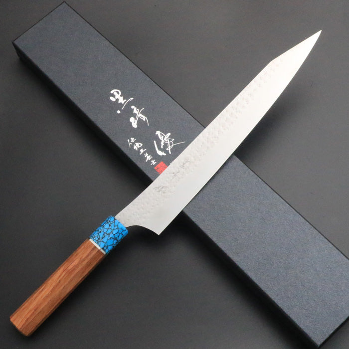 黒崎優　閃光　sg2 筋引き270mm 黒崎優 「閃光」筋引き包丁 270mm 紫檀柄ターコイズ桂 – HAGAKURE
