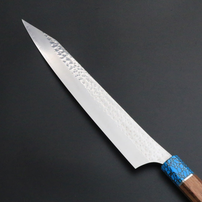 黒崎優 「閃光・鋭」筋引き包丁 270mm ウエンジ柄ターコイズ桂 – HAGAKURE