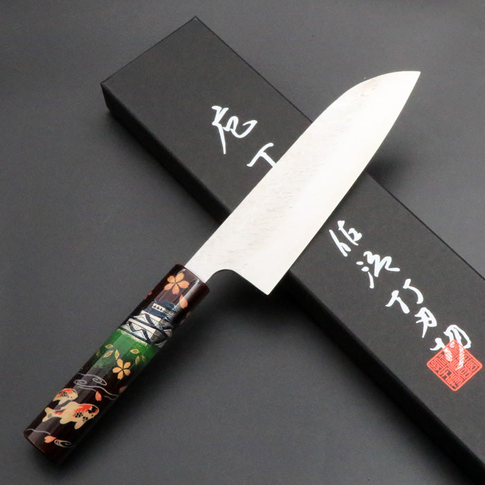 佐治武士 菜切包丁 170mm 白 R2 ダイヤ仕上げ ターコイズ 佐治武士R2野村型ダイヤ仕上げ菜切包丁170mm白ターコイズハンドル