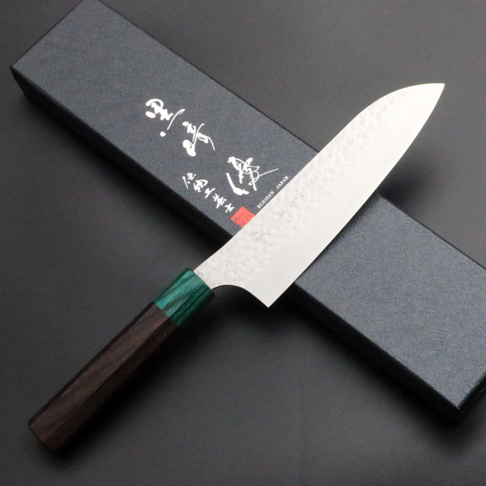 黒崎優 「閃光・流」三徳 包丁 170mm 紫檀柄緑桂 ISETAN SALONE イベント商品 – HAGAKURE