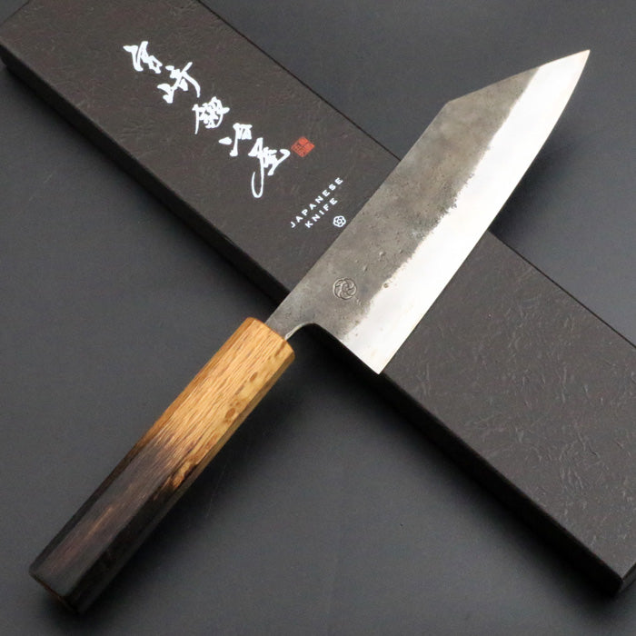 宮崎春生 宮﨑鍛冶屋 青紙2号鋼 本割込鍛造 椿包丁 170mm 拭き漆焼樫