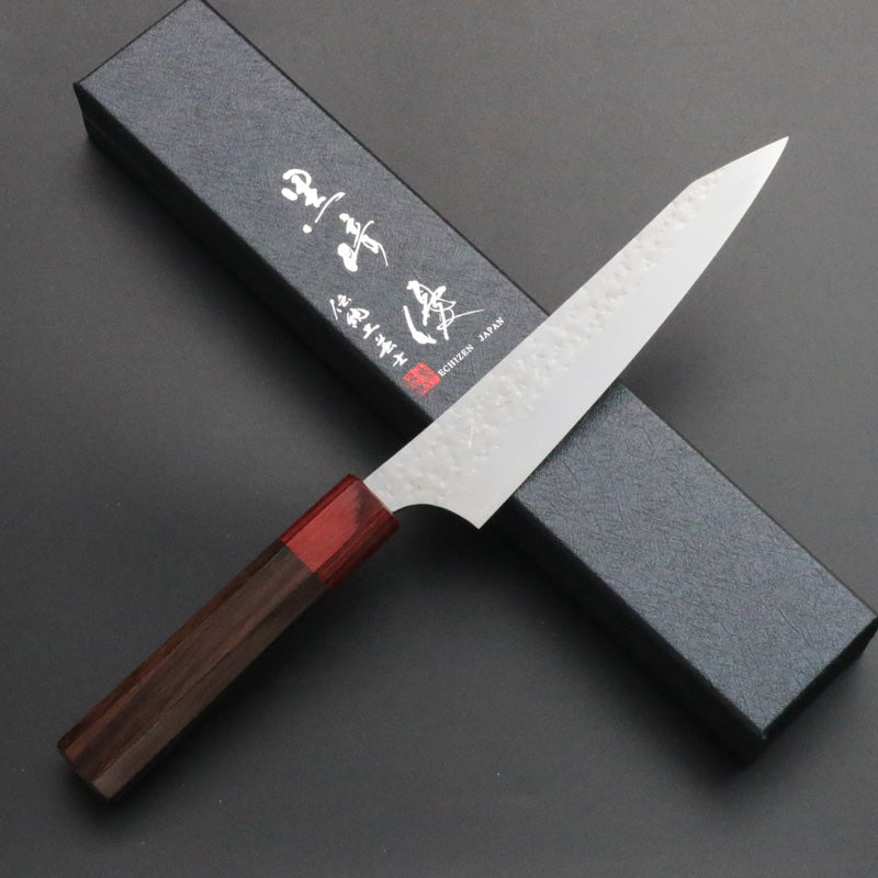 黒崎優 「閃光」ペティナイフ 150mm 紫檀柄赤桂 – HAGAKURE