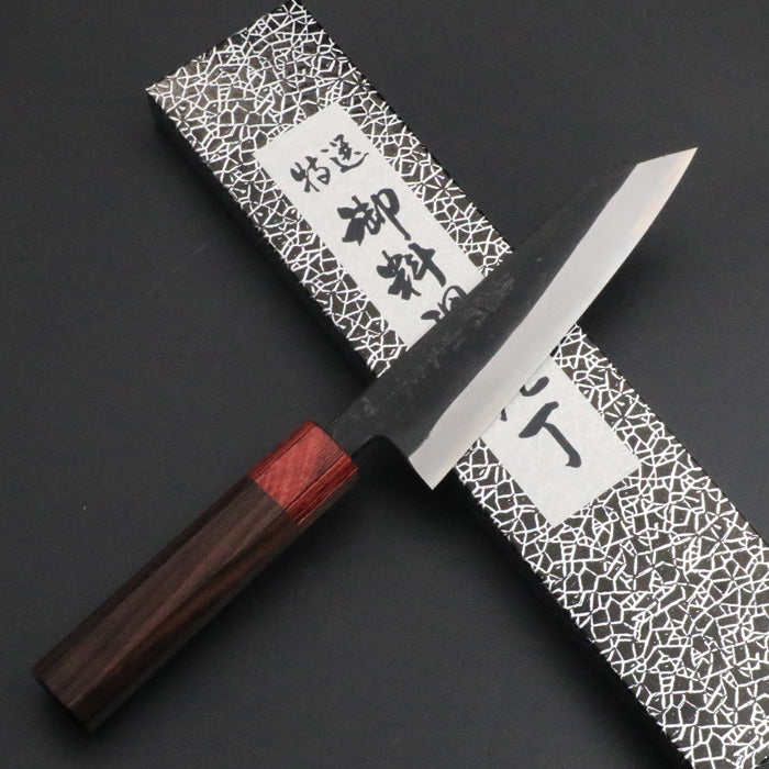 越前山本 直 銀三鋼 梨地 鎚目文化包丁 155mm 5寸赤合板柄三徳