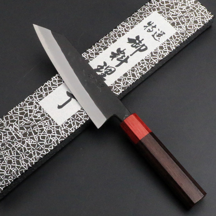 越前　山本 直 銀三鋼 梨地 鎚目　文化　包丁 155mm 5寸　赤合板柄　三徳 越前 山本 直 銀三鋼 梨地 鎚目 文化 包丁 155mm 5寸 赤合板