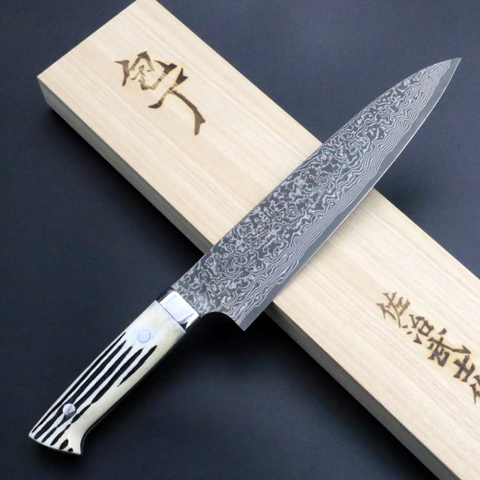 佐治武士　ダイアモンドSG2 牛刀240mm 佐治武士 SG2 黒染め ダマスカス 牛刀 包丁 210mm 白牛骨ハンドル