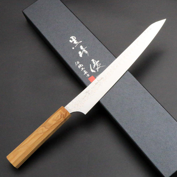 黒崎優 「閃光」筋引き包丁 240mm オリーブ八角柄 – HAGAKURE