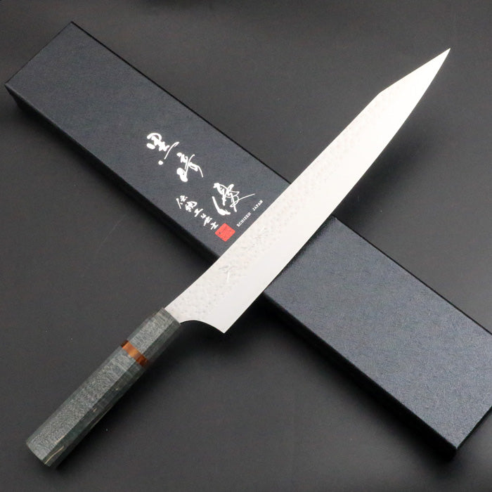 黒﨑優 雷神筋引き 240mm 黒崎優 黒崎優 「閃光」筋引き包丁 240mm 紫檀柄ターコイズ桂 – HAGAKURE