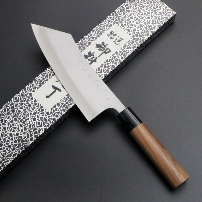 越前山本 直 銀三鋼 梨地 鎚目文化包丁 155mm 5寸赤合板柄三徳