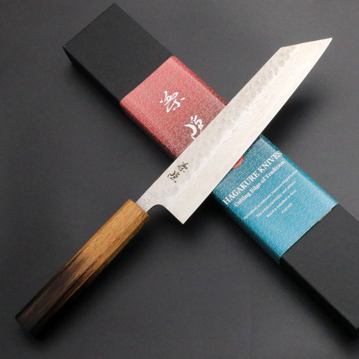 銘「葉隠」 440C 鎚目 ダマスカス オリジナル 切付型 牛刀包丁 210mm