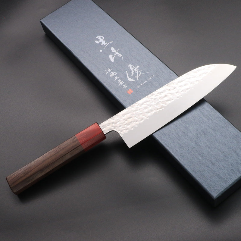 黒崎優 「閃光」三徳 包丁 170mm 紫檀柄赤桂 – HAGAKURE