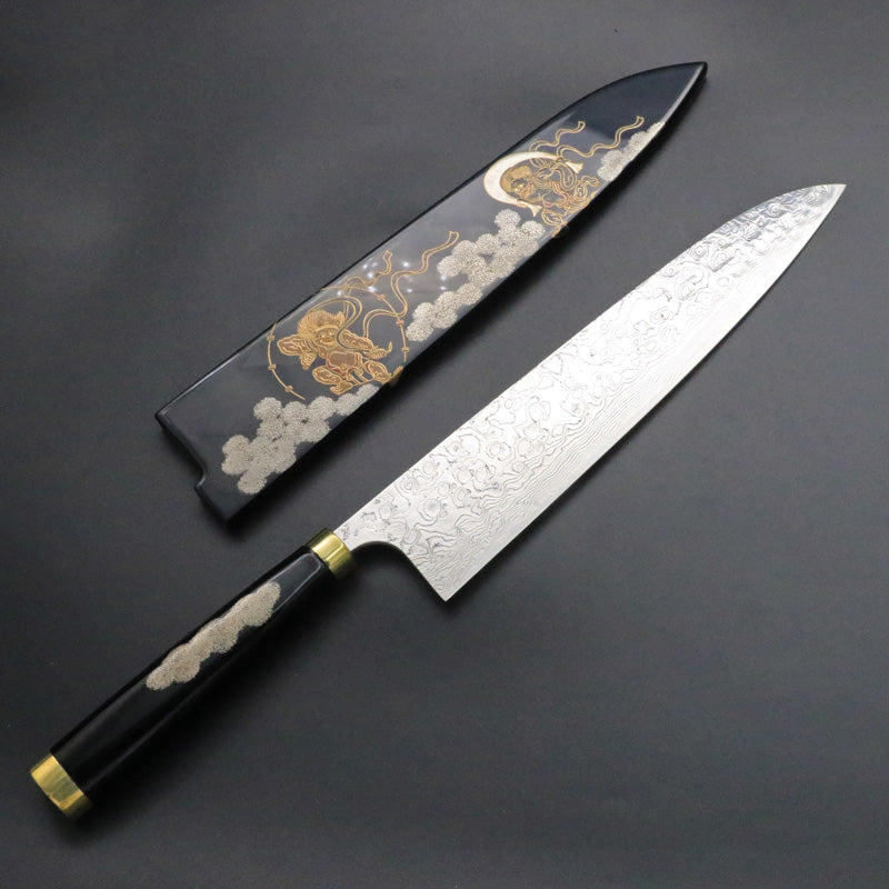 佐治武士 R2 ダイヤモンドフィニッシュ 牛刀 アイアンウッド 24cm Takeshi Saji R2钻石抛光大马士革TCW日本厨师用Sakimaru-Slicer