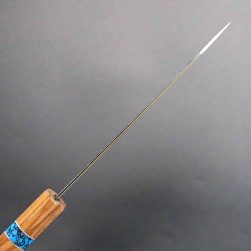 黒崎優 「閃光」文化 包丁 165mm オリーブ×ターコイズリング柄 – HAGAKURE