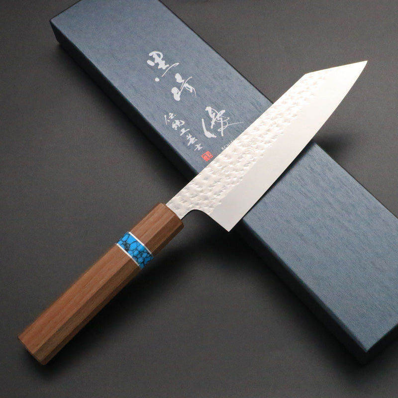 青紙２号 黒打 文化包丁 180㎜ G1402 焼柄 日本製 月光作 月光作 青紙2号 黒打 文化包丁 180㎜ #1402 焼柄 包丁・ナイフ